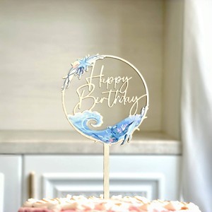 Adornos Personalizados al por Mayor para Pasteles de Cumpleaños, Ecológicos, de Acrílico, Redondos/en Forma de Corazón, con Flores de Color Rojo Claro, Feliz Cumpleaños BOMU - Product Image 6