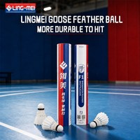 Volants de badminton professionnels LINGMEI F1 en plumes d'oie de haute qualité, entièrement en liège, pour tournois et entraînements, blancs