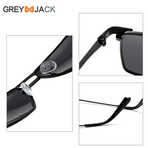 Lunettes de soleil carrées en métal Greyjack pour hommes, verres polarisés UV400 TAC, monture noire, lunettes de conduite - Product Image 5