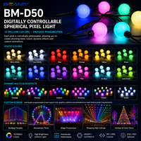 Boule lumineuse à pixels RGB programmable BM-D50, lumière LED adressable WS2811 UCS1903 SPI DMX pour l'éclairage architectural décoratif