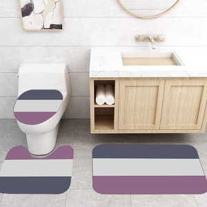 Ensemble de rideaux de douche Muyu Classic Color Block, décor de salle de bain rayé, tapis antidérapants, couvercle de toilette, tissu polyester imperméable - Product Image 6