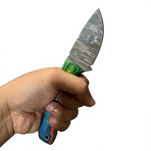 Cuchillo de acampada de hoja fija Drop Point de acero de Damasco con mango de madera Pakka azul de 20 cm, cuchillo de supervivencia para exteriores DIY - Product Image 2