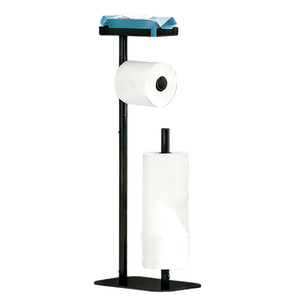 Portarrollos de papel higiénico móvil sin pared con bandeja para teléfono y soporte para rollo de pañuelos para baño - Product Image 1