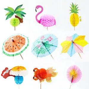 Havaiano Estilo Bebida Decoração Toothpick Umbrella-Shaped Fruit Pick Para Servir Na Sobremesa