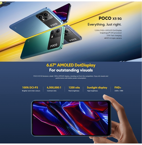 Original Xiaomi POCO X5 toàn cầu EU Phiên Bản 5g điện thoại di động 48mp máy ảnh Ram 8GB Rom 256GB 6.67 inch miui13 Android 12 điện thoại di động - Product Image 2