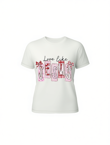 T-Shirt da Donna a Maniche Corte per San Valentino, Motivo Cuore e Fiocco, Collo Tondo, Top Casual Traspirante e Leggero, 100% Cotone - Product Image 1