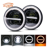Phares à LED avec projecteur Angel Eye Daymaker en chrome noir en option, 7 pouces, 60 W, 12 V, nouveaux phares à LED pour moto, universels pour voiture