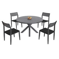 de 5 fauteuils de salle à manger Mobilier d'extérieur Jardin Café Corde Aluminium Hauteur réglable Table carrée et 4 chaises