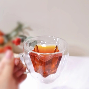 Taza Creativa en Forma de <span class=keywords><strong>Estrella</strong></span> de Cinco Puntas, Taza de Doble Pared Antiadherente para Té, <span class=keywords><strong>Cerveza</strong></span>, Café, Vidrio Transparente - Product Image 1