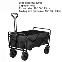 Chariot utilitaire pliable robuste et portable pour l'extérieur, grande capacité, chariot pliable pour la plage, le jardin, les courses et le rangement