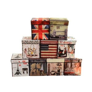 Ahorrar espacio cuadrado negro de almacenamiento grande otomano muebles cubo Bin para tela - Product Image 6
