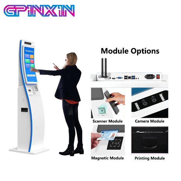 17-43 Inch Capacitive Touch Customizable Self Service Queue Management Kiosk with 80mm Thermal Printer and Wireless Connectivity