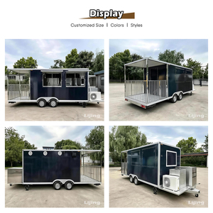 JINLIJING Imbisswagen, Bar Mobile, Grill BBQ, Remorque Alimentaire avec Porche Entièrement Équipée, Rôtissoire à Poulet, Four à Pizza, <span class=keywords><strong>Camion</strong></span> Alimentaire - Product Image 2