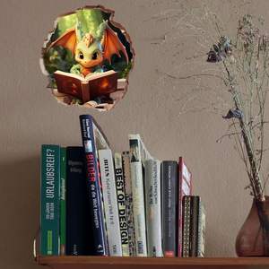 Dragon Livre de lecture Trou de <span class=keywords><strong>souris</strong></span> Stickers muraux Autocollants muraux faits à la main Décoration pour la maison Chambre d'enfant Idée cadeau - Product Image 2