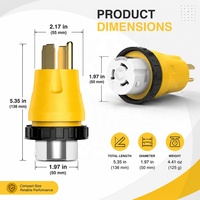 Adaptateur RV homologué ETL 14-50P vers SS2-50R à verrouillage par torsion 50A 125/250V, robuste pour générateur et raccordement à l'alimentation secteur