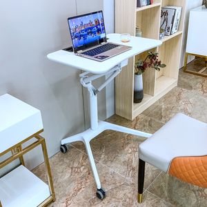 แท่นวางแล็ปท็อปปรับความสูงได้แบบแมนนวลพกพาทำจากอลูมิเนียมพร้อมรถเข็นแบบหมุนได้ - Product Image 4