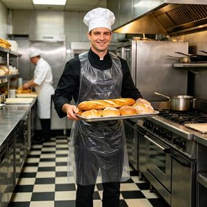 Disposable Sleeveless Plastic <b>Aprons</b> Individually Wrapped Breathable Lightweight Cleaning Use - Product Image 4