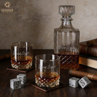 Juego de Decantador de Whisky Cuadrado Personalizado, Vasos de Whisky, Piedras de Hielo y Caja de Regalo de Madera, Regalo para Hombres y Artículos Esenciales para Bar