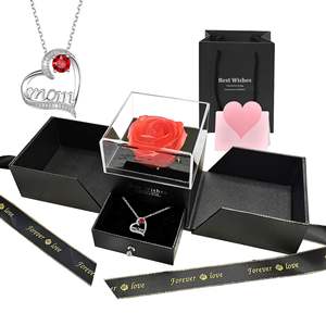CLTF maman je t'aime <span class=keywords><strong>collier</strong></span> de boucles d'oreilles en forme de coeur <span class=keywords><strong>avec</strong></span> boîte à bijoux de fleur de savon noir à double porte cadeaux de fête des mères de mode - Product Image 6