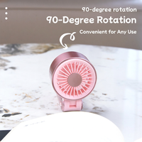 Ventilateur de poche USB pliable et rechargeable, 3 vitesses, faible bruit, en plastique, pour voyage, bureau, extérieur