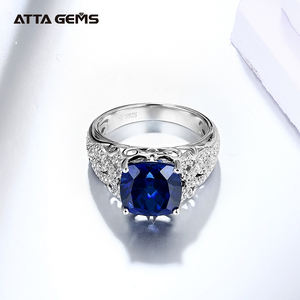 4.3กะรัตแหวนไพลินสีฟ้าสำหรับคน100% 925สเตอร์ลิงสีฟ้าแหวนไพลินเครื่องประดับปรับพรรคของขวัญหมั้นแต่งงาน - Product Image 3