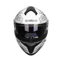 Casque de moto intégral modulaire ABS blanc et noir avec motif floral – Prêt à l'emploi – Unisexe – Vente directe usine