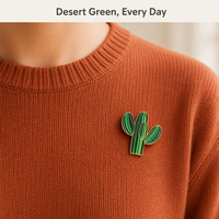 Broche personnalisée DIY en émail souple, motif cactus vert, plaqué or, plante botanique du désert, vente en gros, OEM, ODM, marque privée