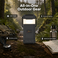 Radio d'urgence solaire à manivelle DF-585, double haut-parleur, lampe de tente, batterie externe 5000 mAh, radio de survie pour le camping en plein air