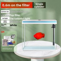 Aquarium rectangulaire intelligent en verre, moderne, de taille moyenne, avec filtre inférieur, séparation sec-humide, sur pied, pour usage domestique, pour grands poissons.