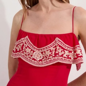 Vestido de Lino de Verano para Mujer, Diseño OEM, Nuevo, con Abertura Frontal, Vestido Largo de Algodón con Bordado Floral - Product Image 3