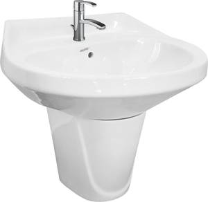 Lavabo de mano de cerámica blanca montado en la pared OEM fregaderos de Pedestal de diseño moderno para baño Hospital uso comercial al por mayor - Product Image 1