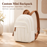 Mini sac à dos personnalisé en nylon léger, imperméable, durable, beige naturel, décontracté, petit, portable, pour femmes, sac à dos de poche quotidien