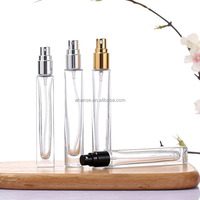 Flacon de parfum en verre de 10 ml, forme carrée ronde, flacon de voyage, embout à sertir, avec pompe