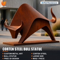 Sculpture en métal personnalisée, art en acier Corten, statue de taureau en métal, art abstrait moderne et créatif, statue en acier Corten, décoration extérieure