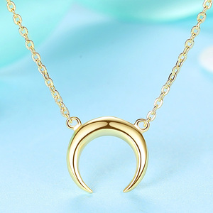 925 Sterling Silver 18 K Placcato Oro Del <span class=keywords><strong>Corno</strong></span> Del Bue Del Pendente Della <span class=keywords><strong>Collana</strong></span> per Le Donne - Product Image 4