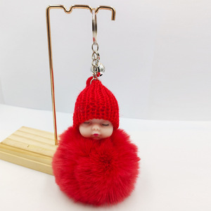 Porte-clés en peluche <span class=keywords><strong>de</strong></span> 8 cm, adorable poupée bébé endormie, design anime et dessin animé, personnalisable, doux, moelleux, écologique, durable, portable <span class=keywords><strong>pour</strong></span> voiture - Product Image 3