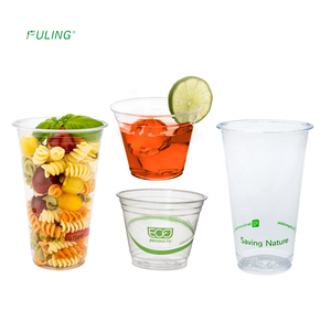 Custom logo printing eco friendly compostable clear pet cold drink cup disposable 100% biodegradable pla cups plastic