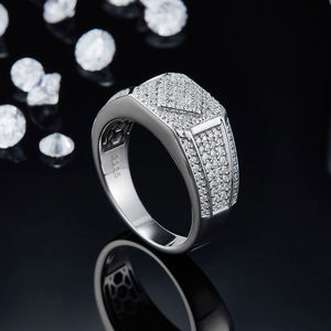 Geometric Iced Out Moissanite <b>Ring</b> S925 <b>Silver</b> Plated 18K Gold D Color VVS GRA Certified Moissanite <b>Mens</b> Hip Hop <b>Ring</b> UNISEX - Product Image 5