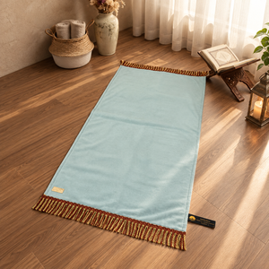 Tosca Large Muslim Prayer Rug for Adults 115x65cm Soft Short Fur Foam Faux Leather Washable Non Slip with Elegant Gold Trim Home - Product Image 3