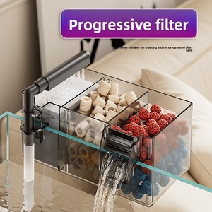 Filtre de bac à poissons en plastique, système de purification d'<span class=keywords><strong>eau</strong></span> trois-en-un, système de goutte-à-goutte mural, petit aquarium pour tortues, poissons d'<span class=keywords><strong>eau</strong></span> <span class=keywords><strong>douce</strong></span> et marins - Product Image 4