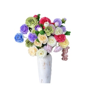Bouquet de fleurs artificielles Deyi 5 têtes de lotus en soie pour mariage, décoration intérieure et allée - Product Image 5