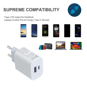 PD20W ปลั๊ก EU ชนิด-C USB พอร์ตคู่บล็อกชาร์จเข้ากันได้กับอุปกรณ์ทั้งหมด - Product Image 5