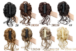 Moño de Pelo Despeinado Dorado para Mujer, Elástico, Sintético, Recto, con Banda Elástica, Venta al por Mayor - Product Image 3