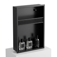 Meuble de rangement d'angle moderne en acier inoxydable 304 pour salle de bain, double niveau, niche de douche murale, étagère en verre, organisateur d'espace