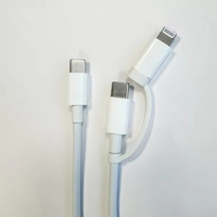 Câble de données USB-C en nylon certifié MFi 2-en-1 à charge rapide PD 8 broches avec blindage tressé pour appareils iOS et ordinateurs