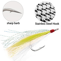 Hameçons de pêche Bucktail Teasers en acier inoxydable et leurres à queue de cerf, montages de leurres Buck Tail Jig pour la pêche au silure et au black-bass