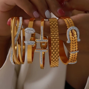 Bracciali e Braccialetti di Lusso Creativi con Zirconi, Impermeabili, Placcati in Oro 18K PVD, Gioielli alla Moda in Acciaio Inossidabile per Donne - Product Image 6
