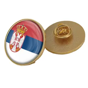 Bandiera della Serbia distintivo bandiera del paese spilla bandiere del mondo spille per cappelli Logo personalizzato produzione di spille smaltate