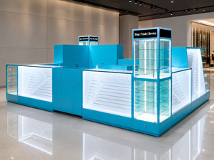 Minimalist Mall Island <b>Display</b> Showcase Modular Retail Kiosk Furniture Custom Glass Counter <b>Cabinet</b> Turnkey Store Solution - Product Image 5