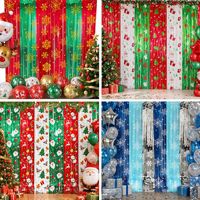 Nouveau Rideau de Noël Scintillant à Franges Imprimé Flocons de Neige, Décor de Fond pour Fête de Noël, Cabine Photo et Murale